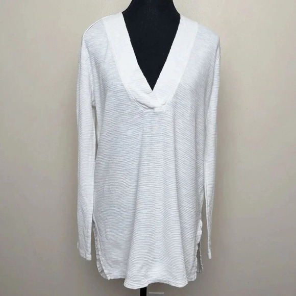 Anthropologie Womens Medium Sol Angeles Deep V-Neck  Tunic White - Picture 2 of 15